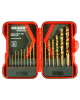 Set 15 burghie HSS Titan 1.5 - 10 mm in cutie de metal Raider